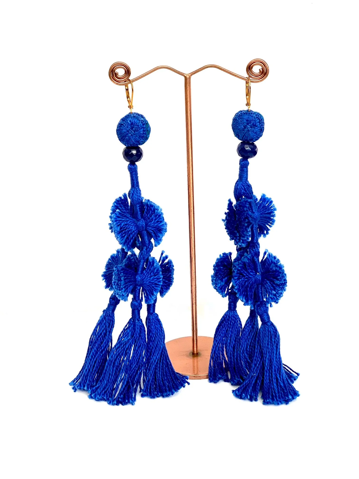 Cobalt blue sales tassel earrings